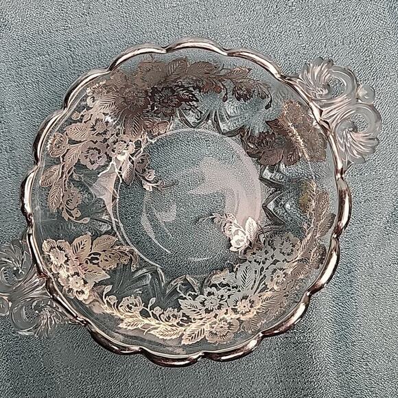 Vintage Silver Overlay Candy Nut Dish Grannycore Cottagecore Bougie - Picture 6 of 6
